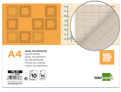 10h papel dibujo Liderpapel A4 80g/m² milimetrado